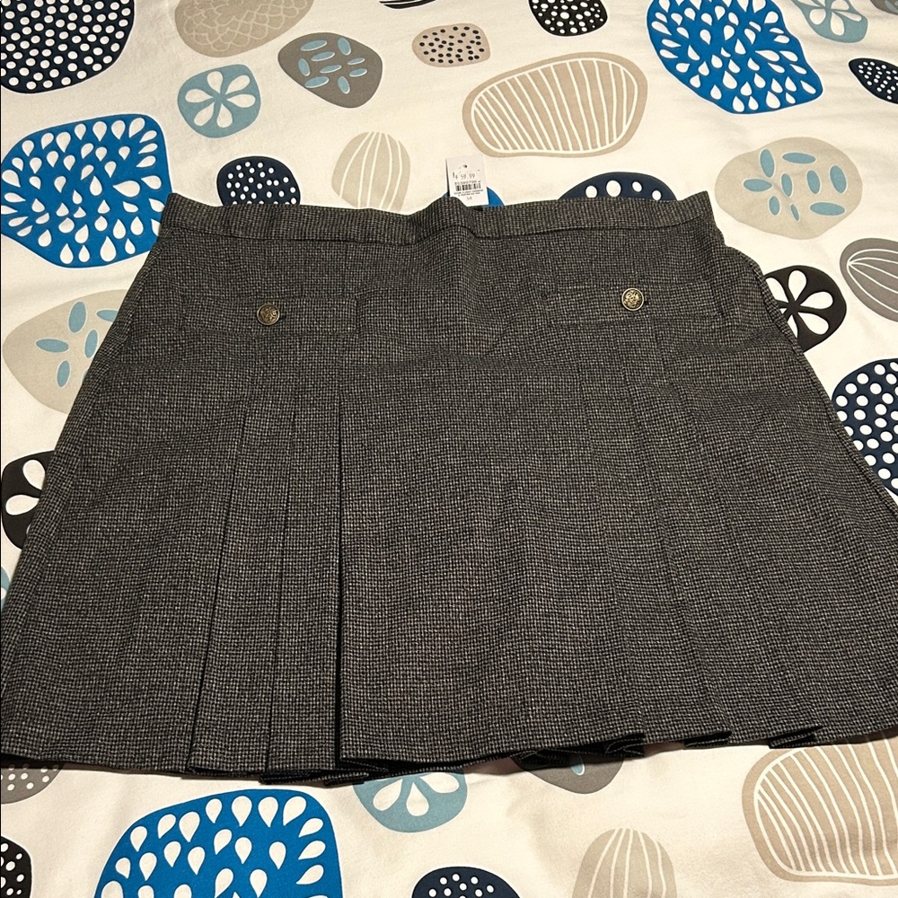 LOFT Dark Gray Pleated Mini Skirt